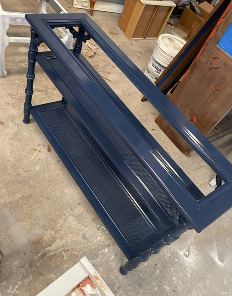 Vintage Mersman Furniture Bamboo Glass-Top Console Table Available for Lacquer!