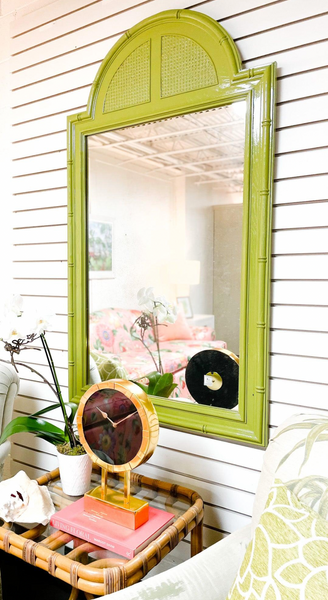 Vintage Broyhill Furniture Arched Faux Bamboo Mirror Available for Custom Lacquer - Hibiscus House