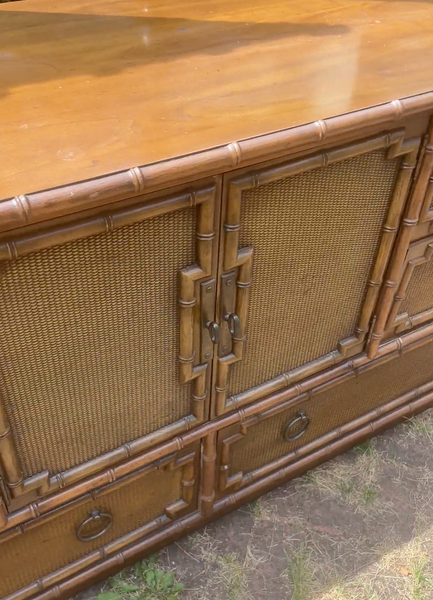 Vintage Drexel Omega Faux Bamboo Credenza Available to Customize! - Hibiscus House