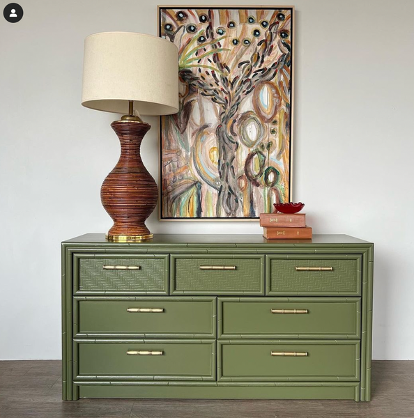 Vintage Lea Furniture Faux Bamboo Credenza Available for Custom Lacquer! - Hibiscus House