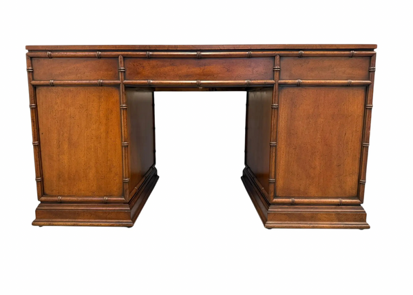 1960s Faux Bamboo Sligh Lowry Executive Style Desk Available to Custom Lacquer!