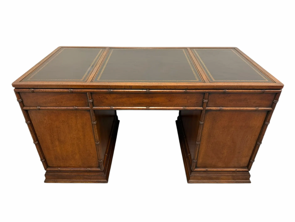 1960s Faux Bamboo Sligh Lowry Executive Style Desk Available to Custom Lacquer!