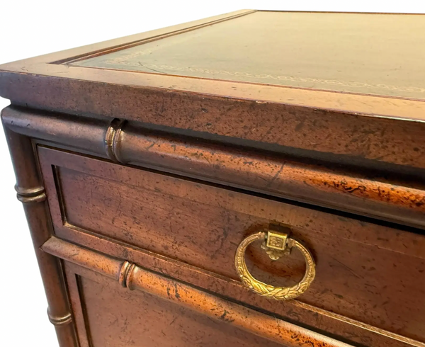 1960s Faux Bamboo Sligh Lowry Executive Style Desk Available to Custom Lacquer!
