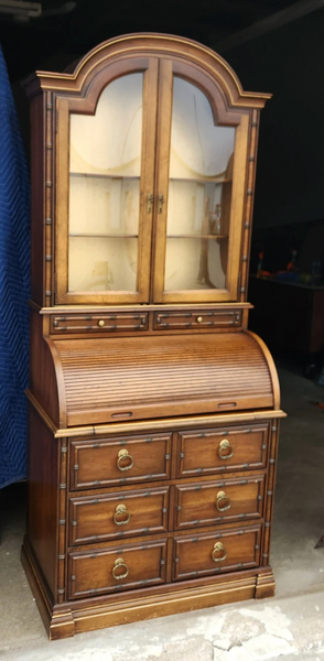 Vintage 1960s Jasper Bamboo Secretary Desk Available for Lacquer - Hibiscus House