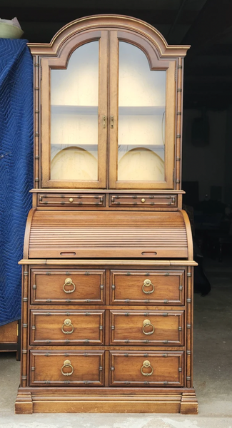 Vintage 1960s Jasper Bamboo Secretary Desk Available for Lacquer - Hibiscus House