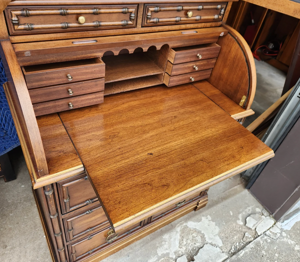 Vintage 1960s Jasper Bamboo Secretary Desk Available for Lacquer - Hibiscus House