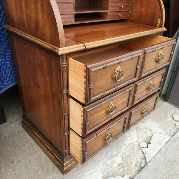Vintage 1960s Jasper Bamboo Secretary Desk Available for Lacquer - Hibiscus House