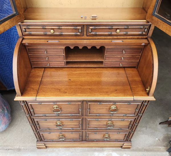 Vintage 1960s Jasper Bamboo Secretary Desk Available for Lacquer - Hibiscus House