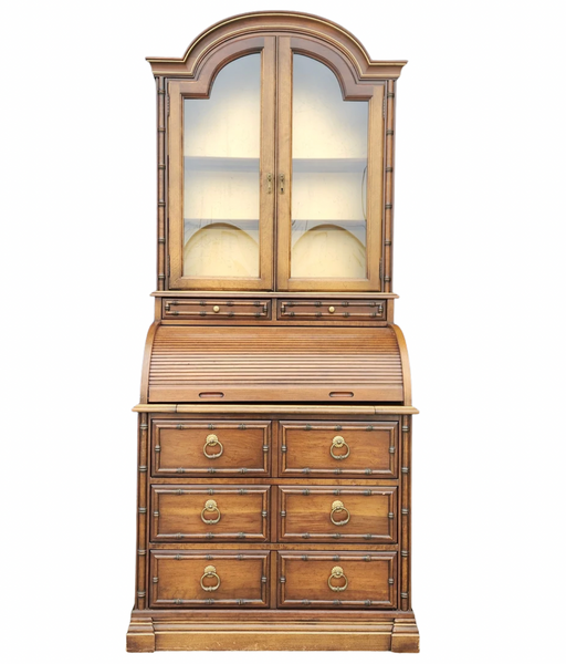 Vintage 1960s Jasper Bamboo Secretary Desk Available for Lacquer - Hibiscus House