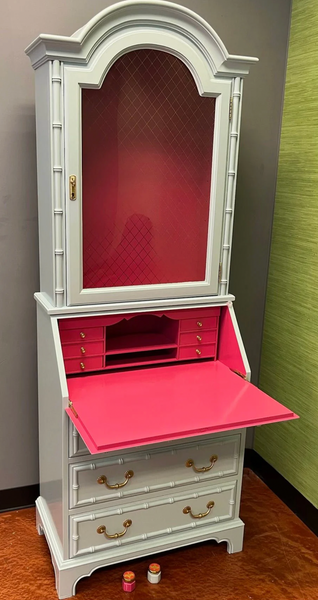 Vintage 1960s Jasper Bamboo Secretary Desk Available for Lacquer - Hibiscus House