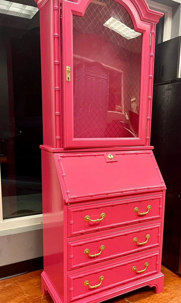 Vintage 1960s Jasper Bamboo Secretary Desk Available for Lacquer - Hibiscus House
