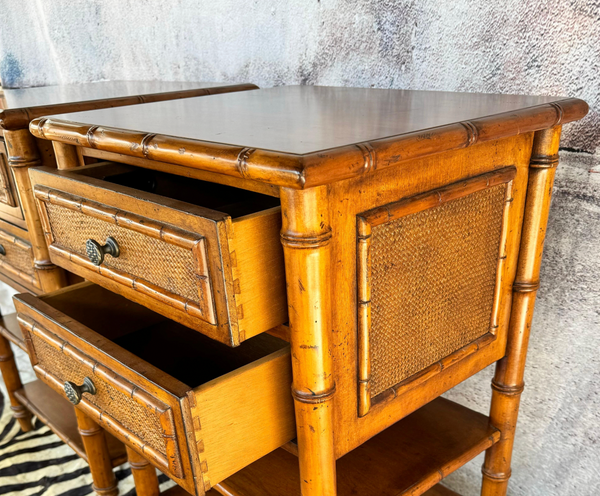 All Wood Tommy Bahama Bamboo End Table Pair Available for Custom Lacquer!