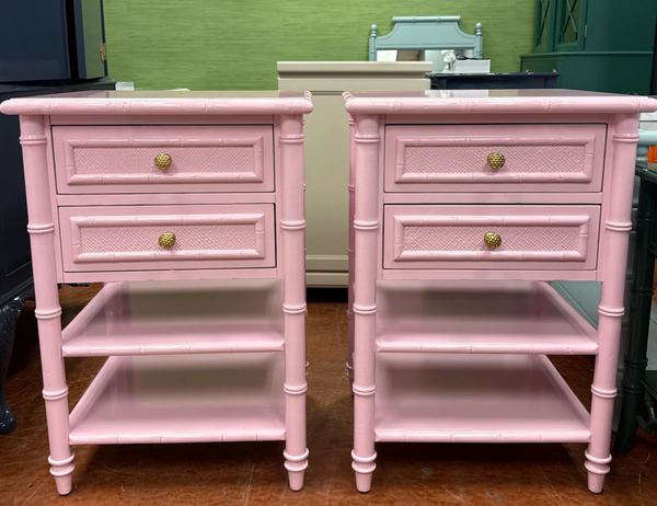 All Wood Tommy Bahama Bamboo End Table Pair Available for Custom Lacquer!