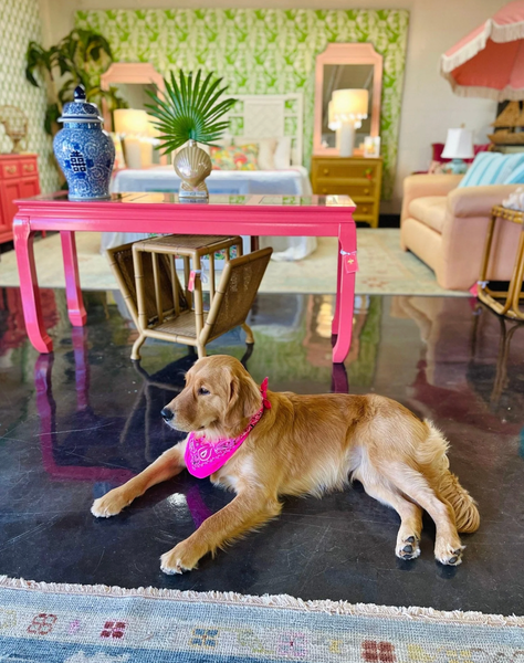 Vintage Henredon Console Table with Bench/ Ottoman Pair Available for Custom Lacquer! - Hibiscus House