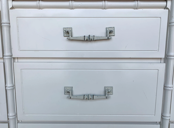 Vintage Faux Bamboo Nine-Drawer Classic Triple Dresser Available to Customize! - Hibiscus House