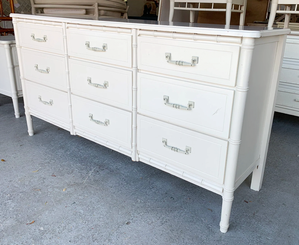 Vintage Faux Bamboo Nine-Drawer Classic Triple Dresser Available to Customize! - Hibiscus House