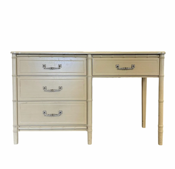 Vintage Classic Faux Bamboo Writing Desk Available for Custom Lacquer - Hibiscus House