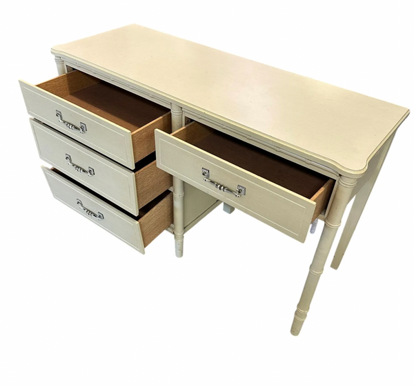 Vintage Classic Faux Bamboo Writing Desk Available for Custom Lacquer - Hibiscus House