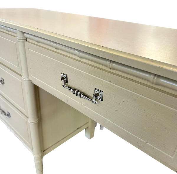 Vintage Classic Faux Bamboo Writing Desk Available for Custom Lacquer - Hibiscus House