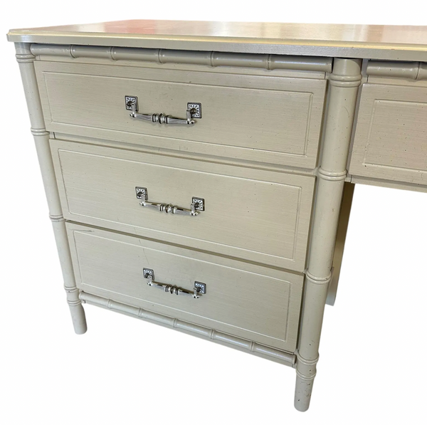 Vintage Classic Faux Bamboo Writing Desk Available for Custom Lacquer - Hibiscus House