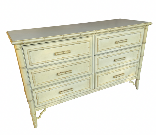 Vintage Dixie Aloha Six Drawer Bamboo Dresser with Fretwork Available for Lacquer Customization - Hibiscus House