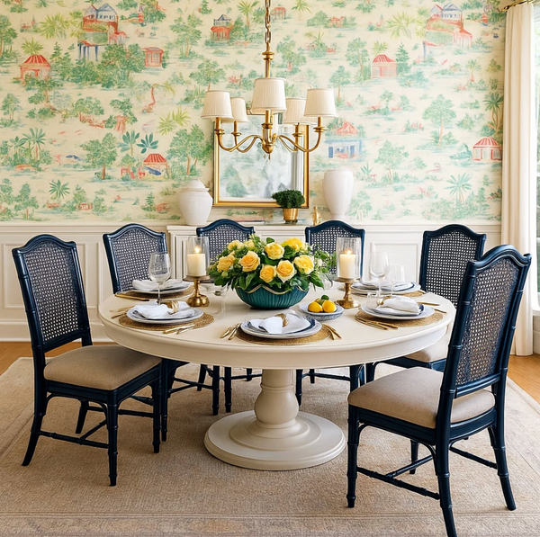 Vintage Set of Six Broyhill Furniture Faux Bamboo and Cane Dining Chairs Available for Custom Lacquer! - Hibiscus House
