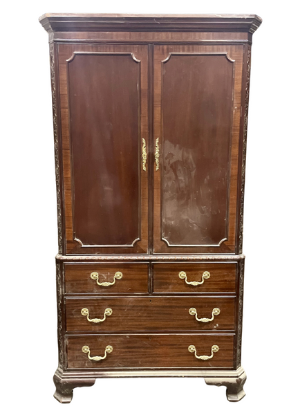 Vintage Council Furniture Chippendale Mahogany Linen Press Available for Lacquer - Hibiscus House
