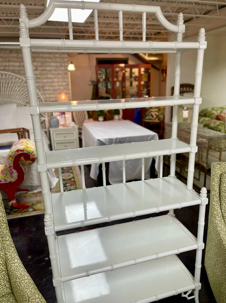 Lane Furniture Faux Bamboo Bookshelf with Glass Shelves Available for Custom Lacquer - Hibiscus House
