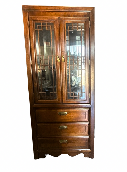Vintage Chinoiserie Style Curio Cabinet Available for Custom Lacquer! - Hibiscus House