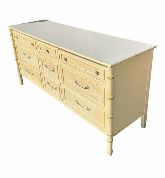 Vintage All Wood Faux Bamboo Nine-Drawer Dresser Available for Custom Lacquer! - Hibiscus House