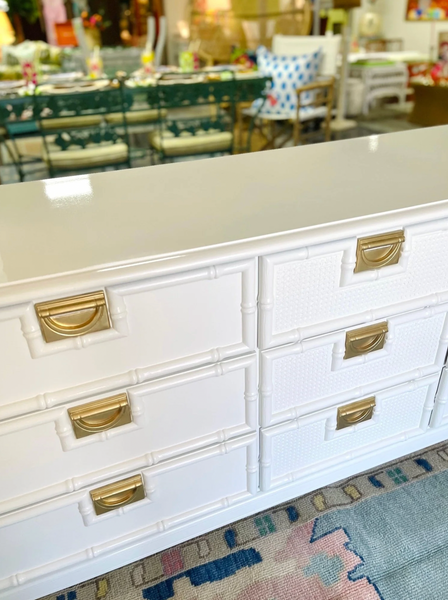 Vintage Faux Bamboo Stanley-Style Nine Drawer Dresser Available for Custom Lacquer - Hibiscus House