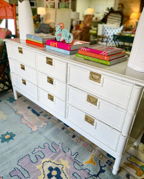 Vintage Faux Bamboo Stanley-Style Nine Drawer Dresser Available for Custom Lacquer - Hibiscus House