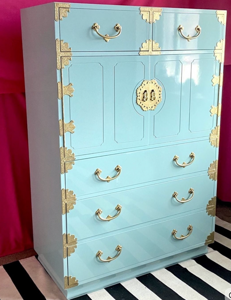 Vintage Thomasville Huntley Faux Bamboo Large Armoire Available for Custom Lacquer! - Hibiscus House