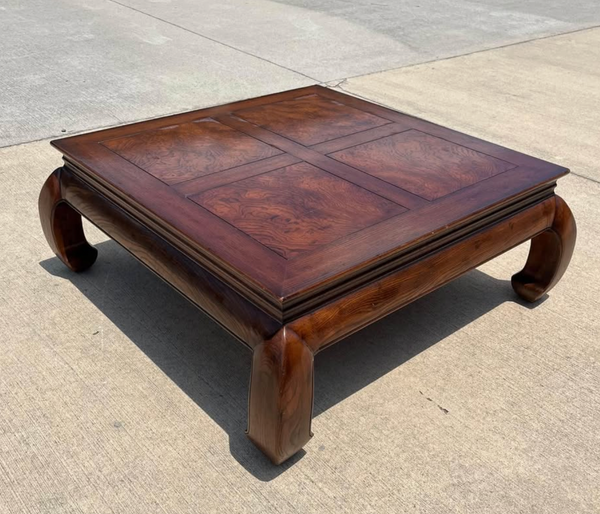 Vintage Henredon Square Ming Style All Wood Coffee Table Available for Custom Lacquer - Hibiscus House