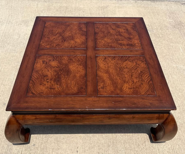 Vintage Henredon Square Ming Style All Wood Coffee Table Available for Custom Lacquer - Hibiscus House