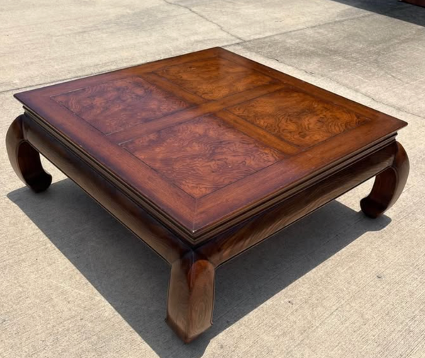 Vintage Henredon Square Ming Style All Wood Coffee Table Available for Custom Lacquer - Hibiscus House