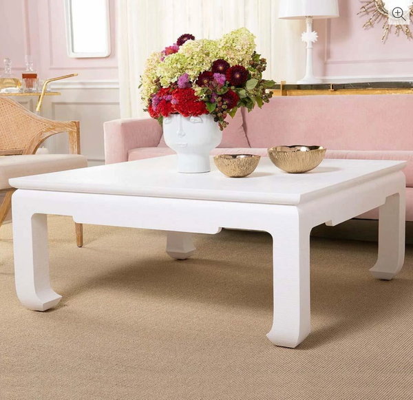 Vintage Henredon Square Ming Style All Wood Coffee Table Available for Custom Lacquer - Hibiscus House