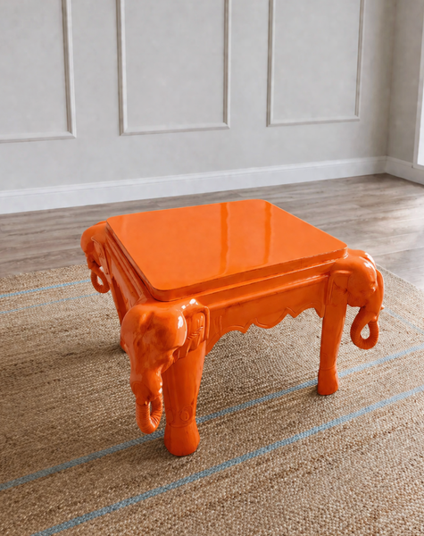 Late 20th Century Vintage Cerused Carved Elephant Table Available to Customize! - Hibiscus House