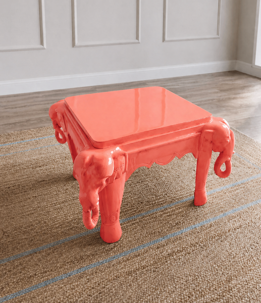Late 20th Century Vintage Cerused Carved Elephant Table Available to Customize! - Hibiscus House