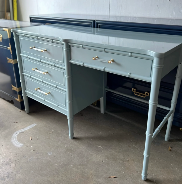 Vintage Henry Link Bali Hai Faux Bamboo Classic Desk Available to Customize - Hibiscus House