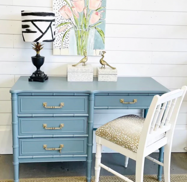 Vintage Henry Link Bali Hai Faux Bamboo Classic Desk Available to Customize - Hibiscus House