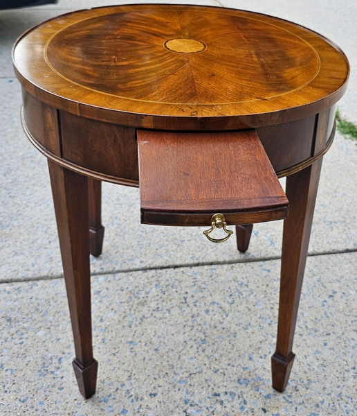 Vintage Hekman Mahogany Oval Side Table Pair With Pull-Out Trays Available for Custom Lacquer!