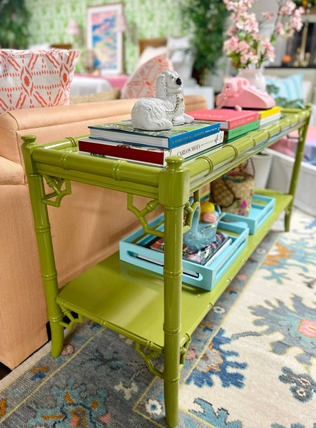 Vintage Thomasville Allegro Faux Bamboo Console Table Available for Custom Lacquer - Hibiscus House