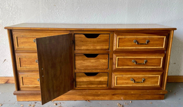 Vintage Florida Furniture Faux Bamboo and Cane Credenza Available for Customization!
