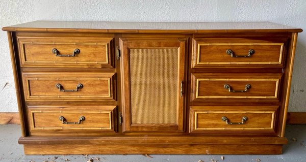 Vintage Florida Furniture Faux Bamboo and Cane Credenza Available for Customization!
