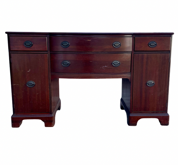 1950s Finch Furniture Co Mahogany Executive Style Desk/ Vanity Available for Custom Lacquer!