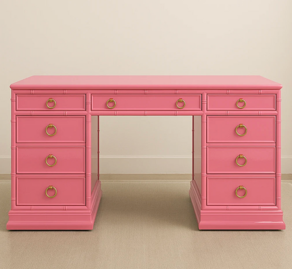 1950s Finch Furniture Co Mahogany Executive Style Desk/ Vanity Available for Custom Lacquer!