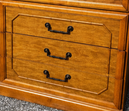 RARE Vintage Broyhill Furniture Faux Bamboo Bookcase Pair Available for Custom Lacquer!