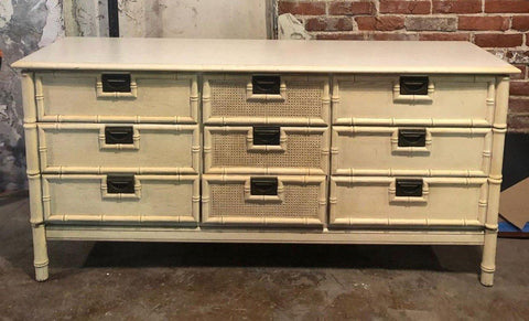 Nine Drawer Faux Bamboo Stanley Style Dresser Available for Custom Lacquer - Hibiscus House