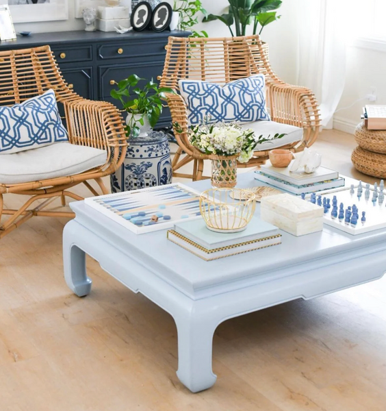 Vintage Ming Style Coffee Table with Beveled Glass Top Available for Custom Lacquer!